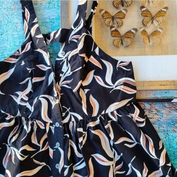 NWT Anthro Hei Hei Black Palma Tropical Open Back Cotton Oversized Romper S - Picture 6 of 7